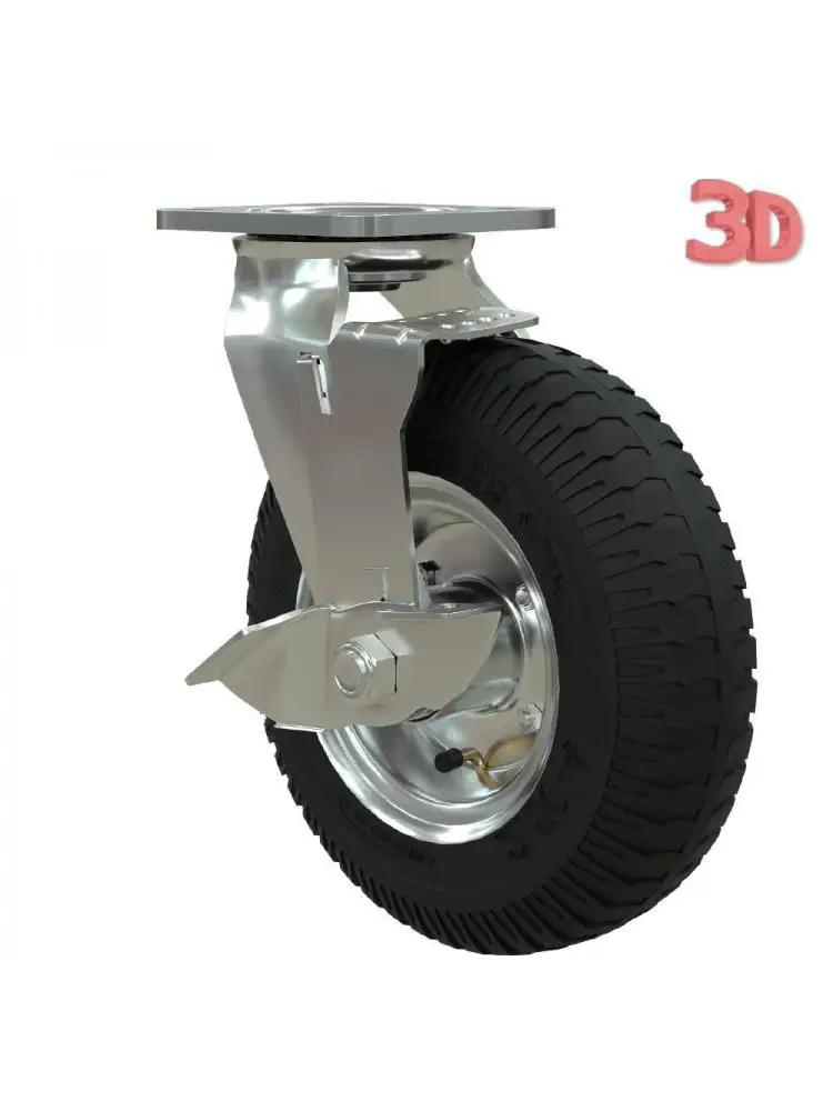 

1 Pcs Heavy 8-inch Inflatable Rubber Caster / Hotel Service Garage Entrance Cart Luggage Trolley Wheel Universal