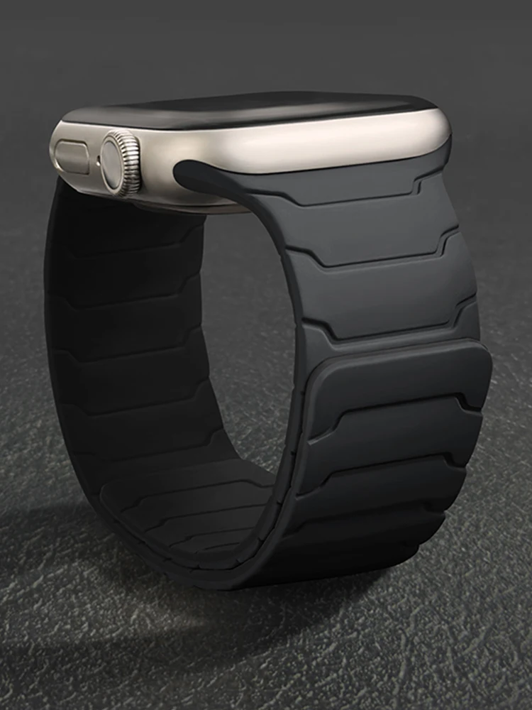 Silikon-Magnetschlaufenbänder für Apple Watch 46 mm, 44 mm, 40 mm, 49 mm, 45 mm, 42 mm, 41 mm, Armband, iWatch-Serie Ultra 3, 11, 10, 9, 8, 7, 6, 5 SE 3