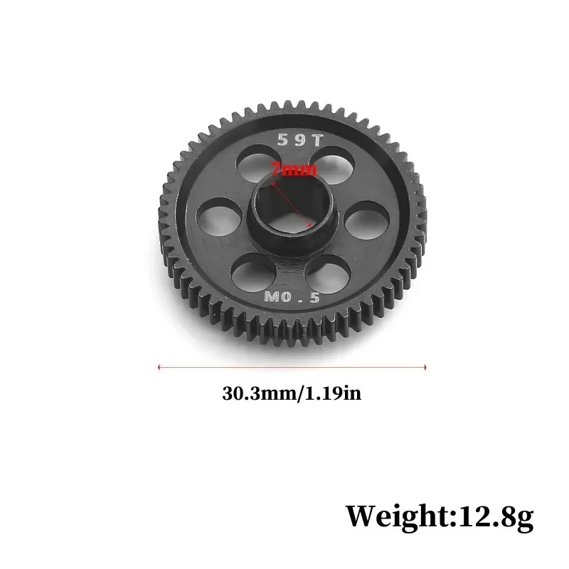 Engranaje recto de Metal de acero, engranaje principal, 0,5 M, 57T, 59T, ARA311196 para 1/18 granito Grom RC, piezas de actualización de coche, accesorios