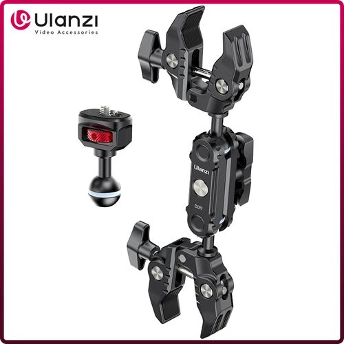 Super Abrazadera Ulanzi CO17 con 360 ° Adaptador Arri de brazo mágico con abrazaderas dobles de doble cabezal para luz LED de paraguas de cámara panorámica