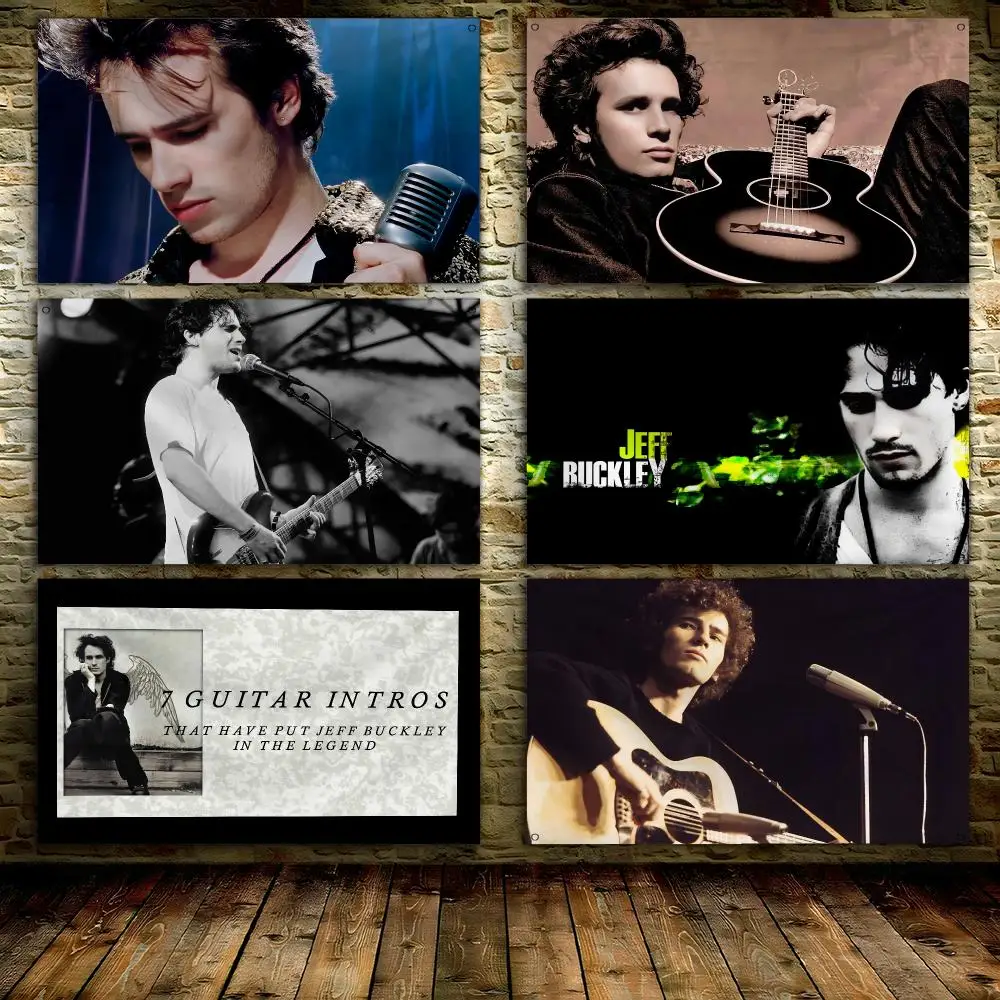 Jeff B-Buckley Rock Singer Flags 3x5 Ft Custom Banner For Garage Door Room Decor Wall Out Decoration With Metal Buckle