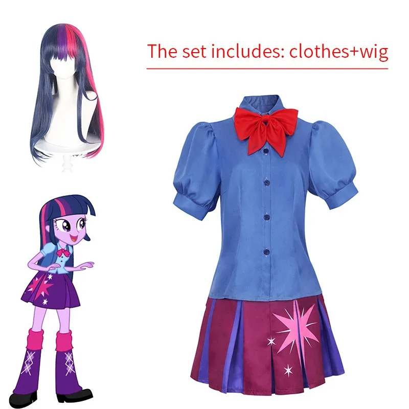 

Twilight Sparkle Costume Human Dress Cosplay Costume Sailor Shirt Short Dress Halloween Carnival Party Uniform Set