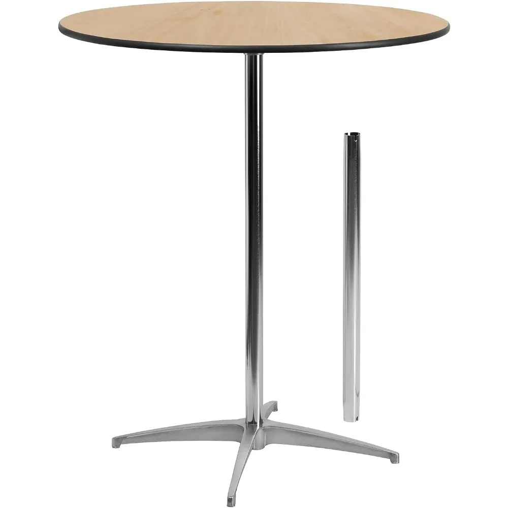 

Flash Furniture Lars 36'' Round Wood Cocktail Table with 30'' and 42'' Columns, Adjustable Wood Bar Height Table