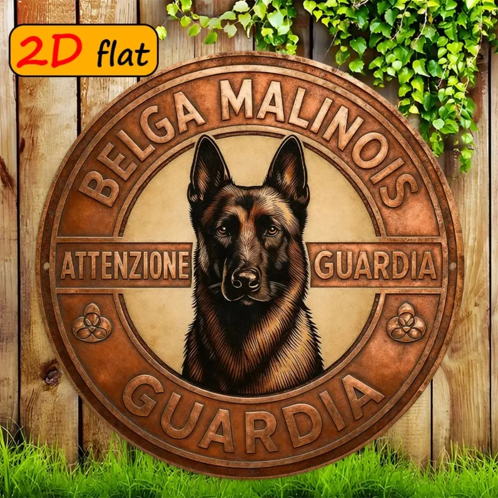 Vintage Aluminum Dog Wall Art, Belgian Malinois Tin Sign for Home Kennel Office, Dog Lover Gift