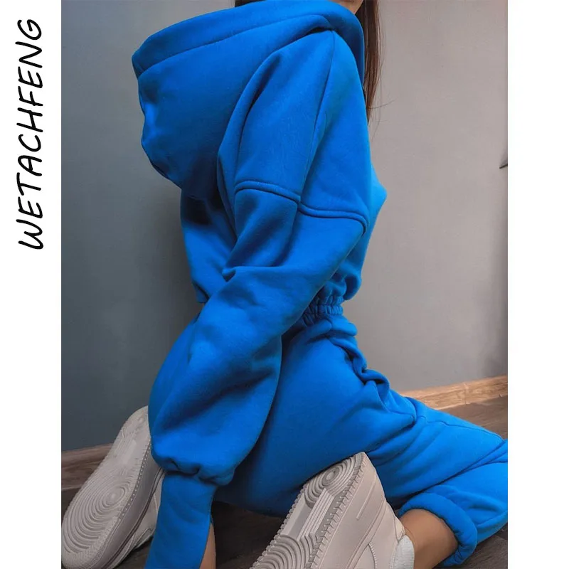 Jumpsuits Women Solid Long Sleeve Hooded Zipper Sexy Slim Overalls One Piece Outfits Fleece Winter Autumn Sports Rompers Clothes