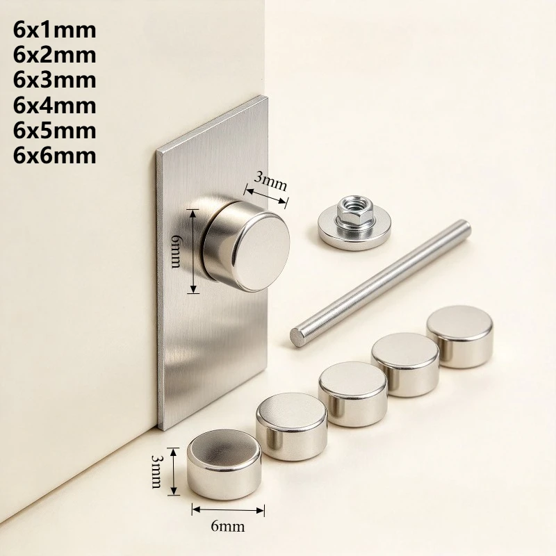 6x1 6x2 6x3 6x4 6x5 6x6mm N35 Round Disc Neodymium Magnet, Small Permanent NdFeB Magnets for Refrigerator Office DIY Crafts