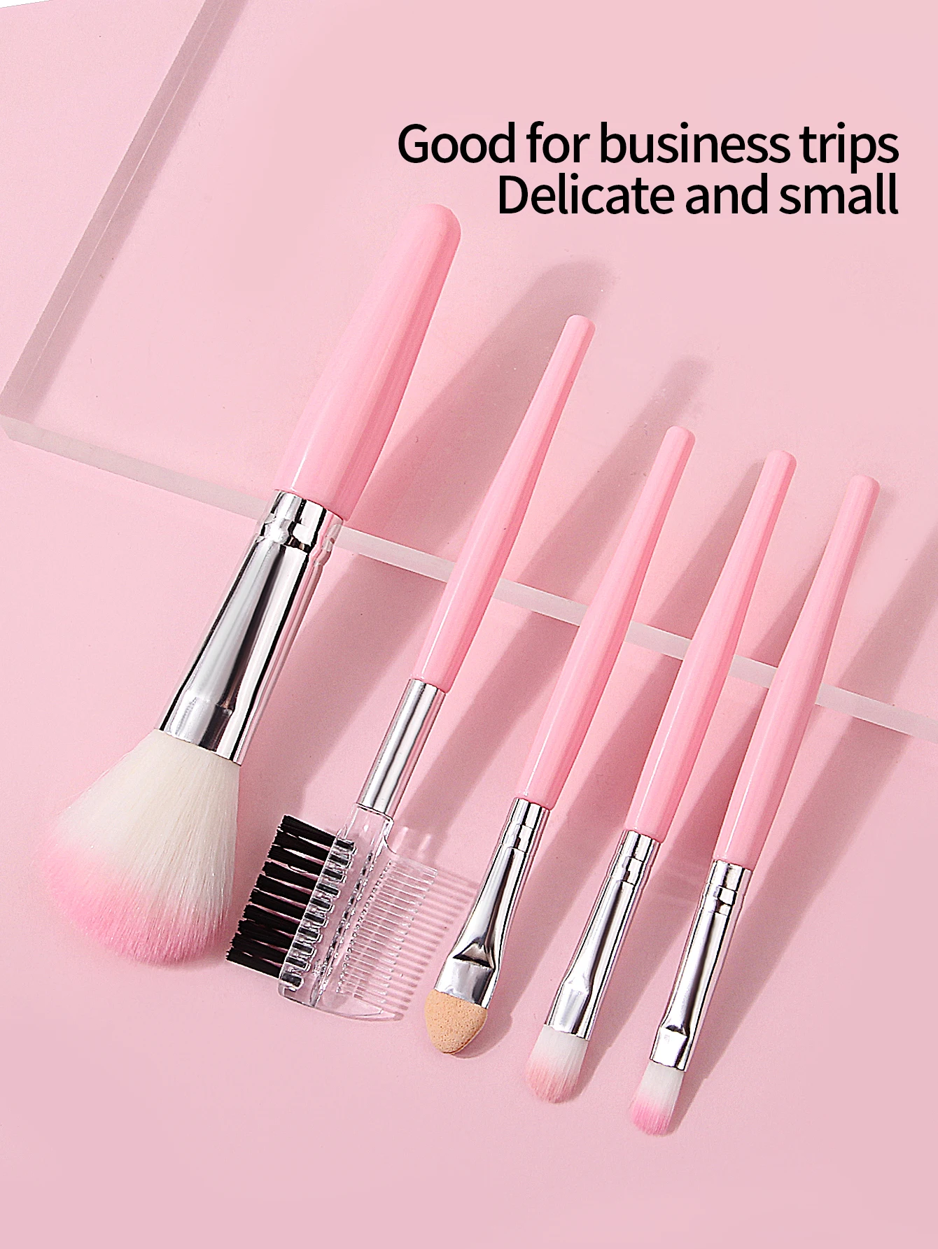 7個入りミニポータブルパウダーブラシ、チークブラシ、アイシャドウブラシ、メイクブラシセット＆ソフトメイクスポンジパフ