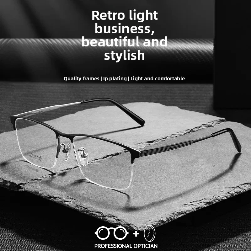 

Light Luxury Minimalist Ultralight Pure Titanium Eyebrow Line Retro Stylish Myopia Hyperopia Anti BlueLight Prescription Glasses
