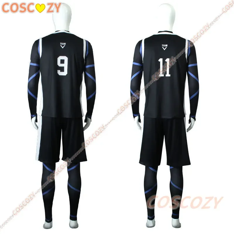 Anime Blue Lock Nagi Seishiro Cosplay Costume Black Jersey Jumpsuit Football Bodysuit Wig Halloween Christmas Party Clothes