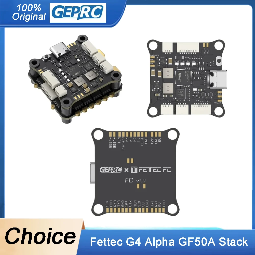 

GEPRC Fettec G4 Alpha GF50A FPV Stack G473 Flight Controller FETTEC S2M Dshot2400 GF50A 4IN1 ESC for FPV Freestyle Drone Model