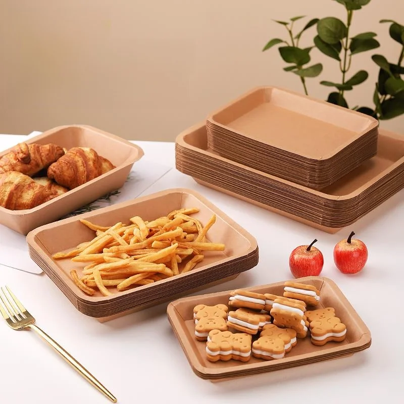 

Disposable Barbecue Burger Hot Dog Rectangular Tray Takeaway Paaging Cutlery BBQ Par Supplies Biodeadable Tableware