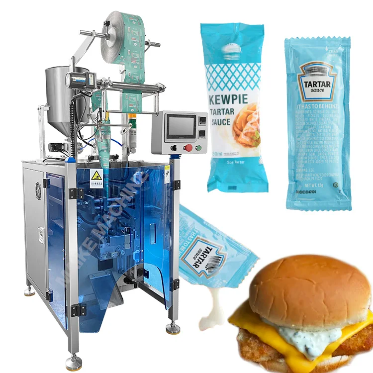 Automatische Hochgeschwindigkeitsbeutel Sandwich Salat Dip Verpackung Flüssige Tartare Sauce Gebratene Fischfilet Sauce Verpackungsmaschine