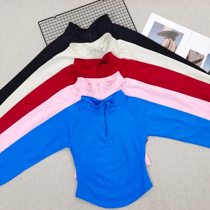 Women's Half Zip Workout Jacket - Slim Fit Long Sleeve Compression Top for Yoga Gym Training image 2