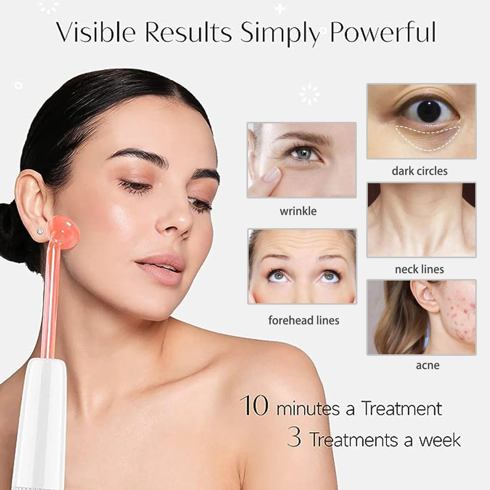 New High Frequency Facial Machine Skin Therapy With 6 Neon & Argon Wands Remove Wrinkles Acne Facial Therapy Wand darsonval