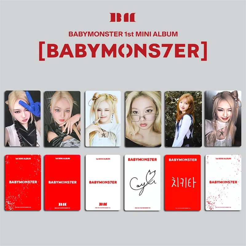 Imagem -06 - Foto Personalizada do Cartão Lomo para Meninas Kpop Babymonster Álbum Ahyeon Ruka Pharita Cartão Postal Babymons7er Presente Colecionável Pcs por Conjunto