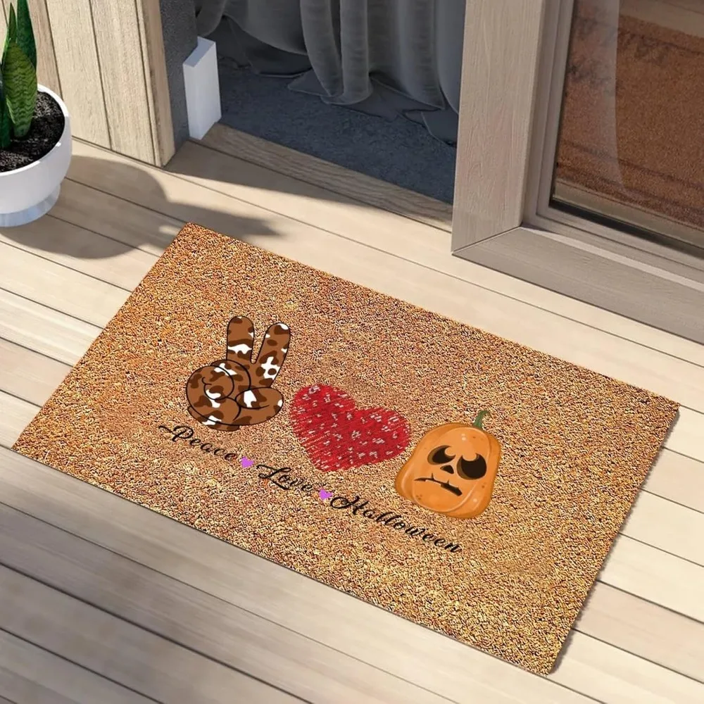 

Mat, Peave & Love Halloween Pumpkin Coconut Coir Doormat Halloween Boo Traps Dirt and Moisture, Rug, Mat