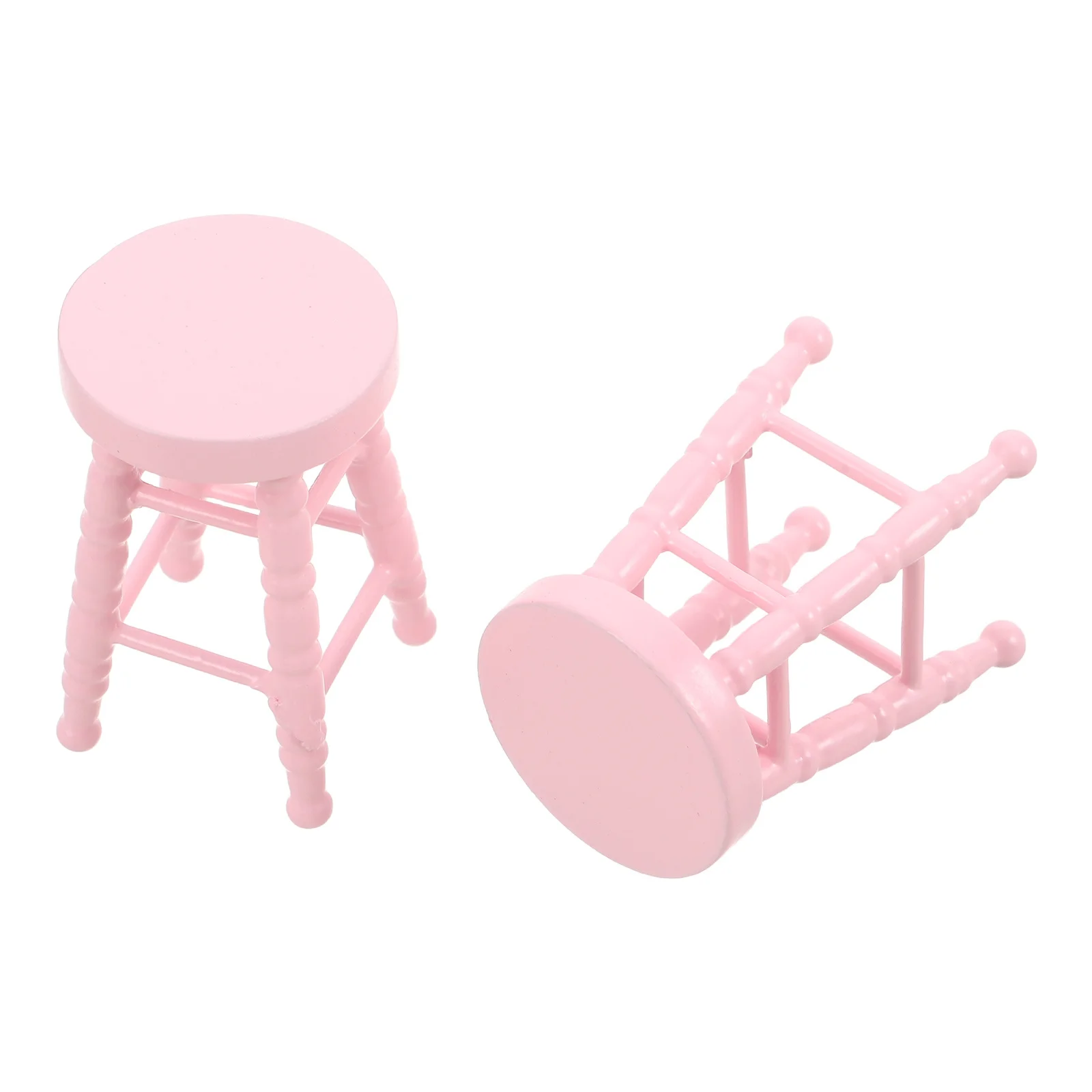 Tabouret Miniature pour maison de poupée, échelle 1:12, petit tabouret rond en bois massif pour maison de poupée, meubles artisanaux et accessoires