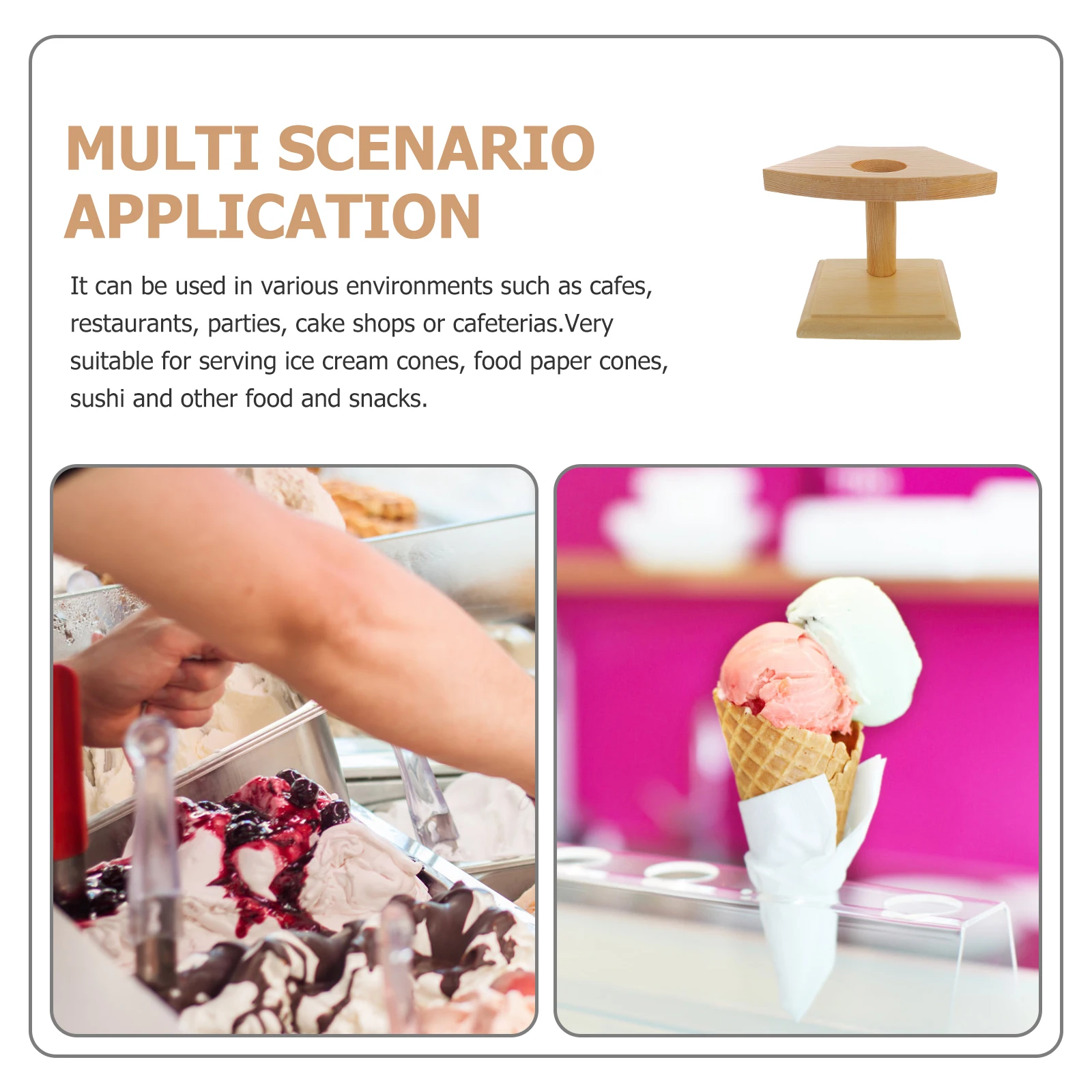 

Wooden Sushi Display Stand 1 Hole Crafted for Ice Cream Cones Storage Rack Party Dessert Cafe Kitchen Gadget Holder Waffle