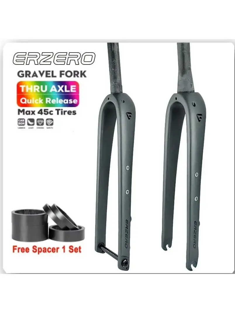 AliExpress ERZERO Full Carbon Gravel Fork 700C/27.5" Tapered 12x100mm Thru-Axle 55mm Tire Clearance Disc/Rim Brake