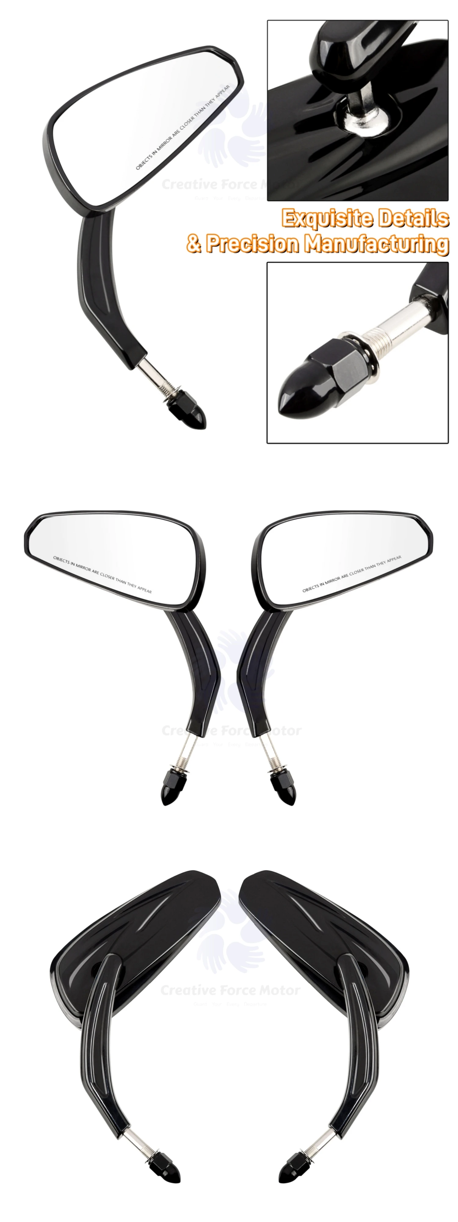 Motorrad zubehör Lenker 8mm seitliche Rückspiegel für Harley Honda Yamaha BSA Davidson Sportster Eisen 883 Street Glide Dyna Low Rider Fat Boy Erbe FXST FLHX FLHR FLHXSE motos 1984-2024 – Detail 13