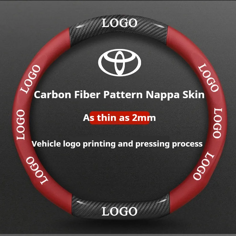 Car Steering Wheel Cover For Toyota Corolla Camry Rav4 Yaris Avensis Hilux Prius Auris C-HR Carbon Fiber Leather Breathable 38cm