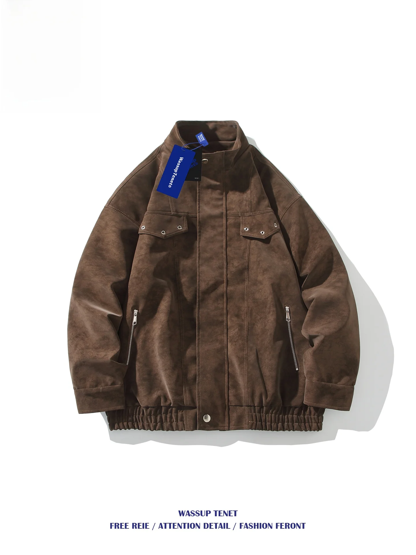 

Wassup Tenet, мужская кожаная куртка с воротником-стойкой, рабочая одежда, повседневное зимнее пальто, подходит из искусственного материала, молодежная модная застежка-молния