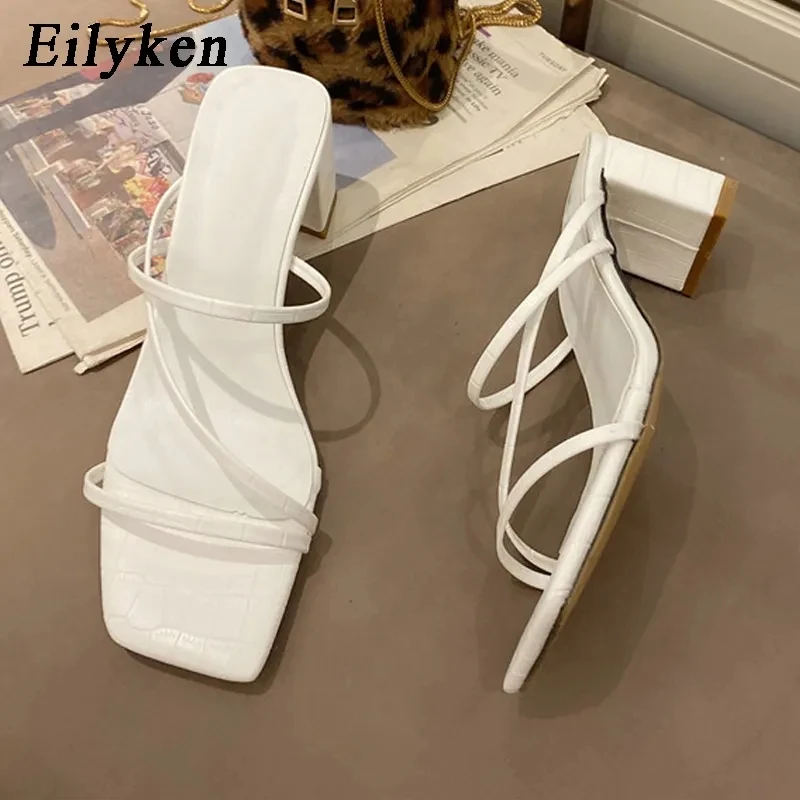 Eilyken Women Gladiator High Heels Sandals Summer Party Dress Shoes Cross Strap Lace-up Pumps size 41