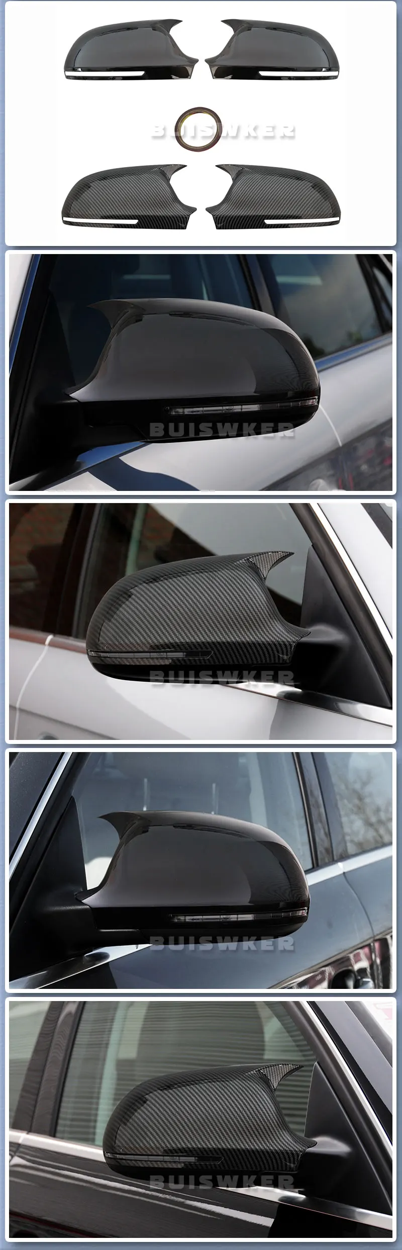 Coque De Rétroviseur Latéral Pour Audi A3, A4, A5, Q3 - Type A Noir Brillant, En ABS, Protection Et Style