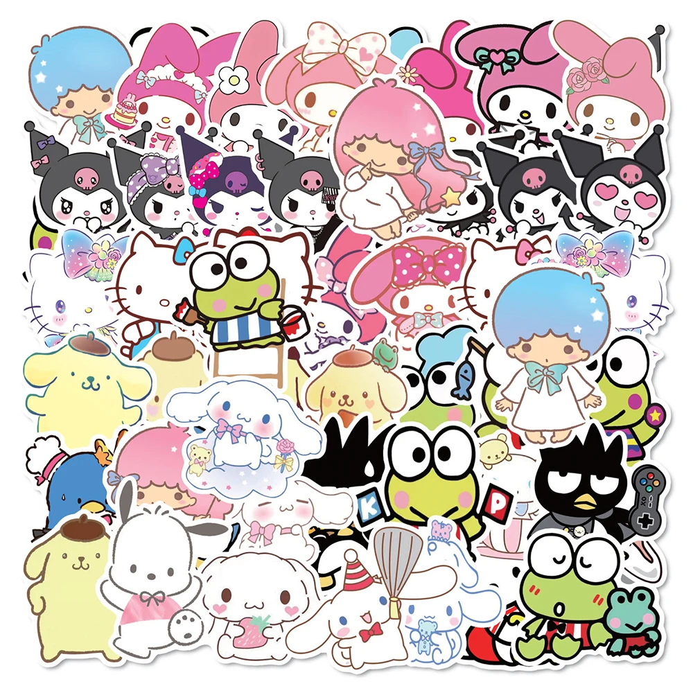 

10/30/50pcs Kawaii Sanrio Cartoon Anime Stickers Decals Kids Toy Decorative Diary Luggage Fridge Car Aesthetic Cute Sticker Pack