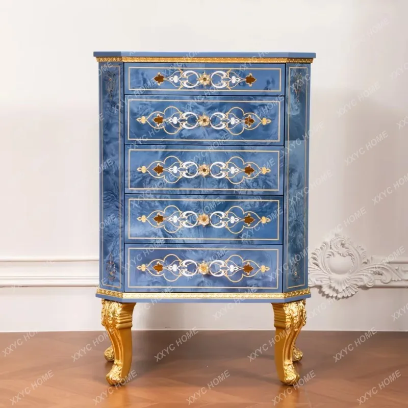 XX retro carved chest cabinet  solid wood locker art light luxury decorative cabinet