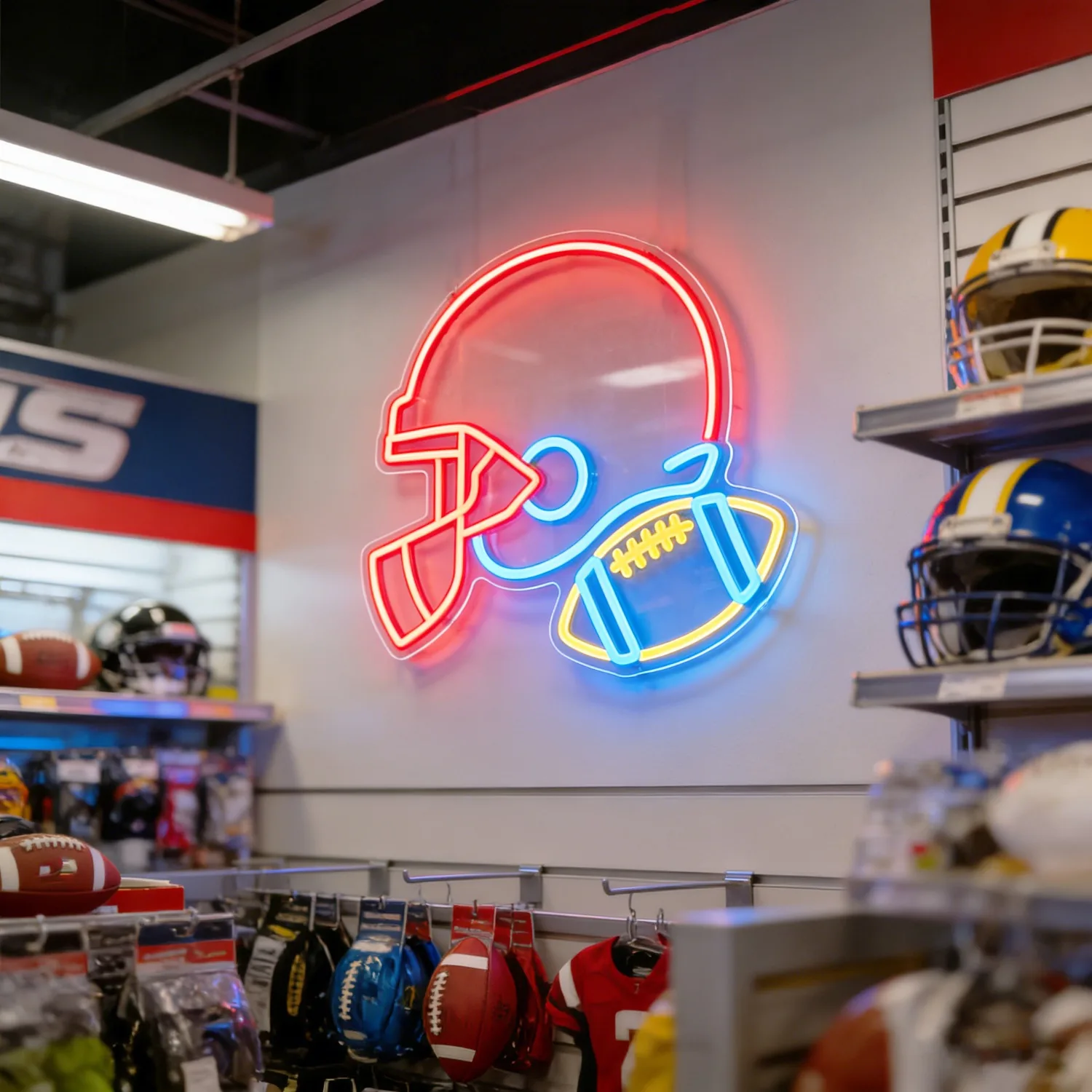 American Football Helmet LED Neon Sign Sports Wall Art for Man Cave Bedroom Bar Decor Gift for Football Fans Party Lighting