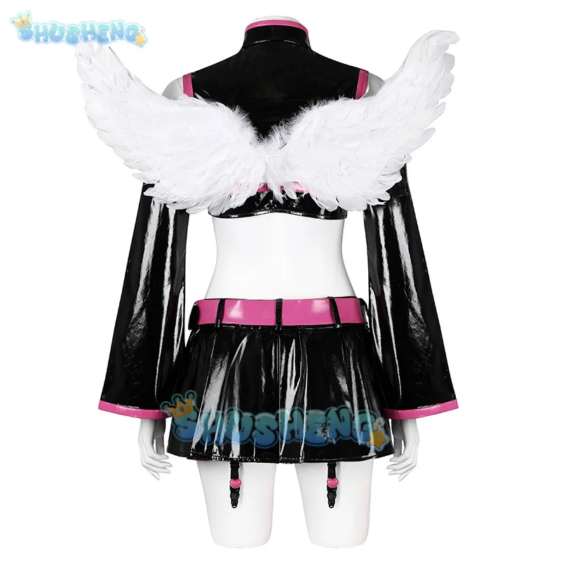 Lilysa-Amano Liliel Fantasia Cosplay com Peruca, Saia Anime 2.5 Dimensional, Uniforme de Sedução, Asas Headwear, Festa de Halloween para Mulheres