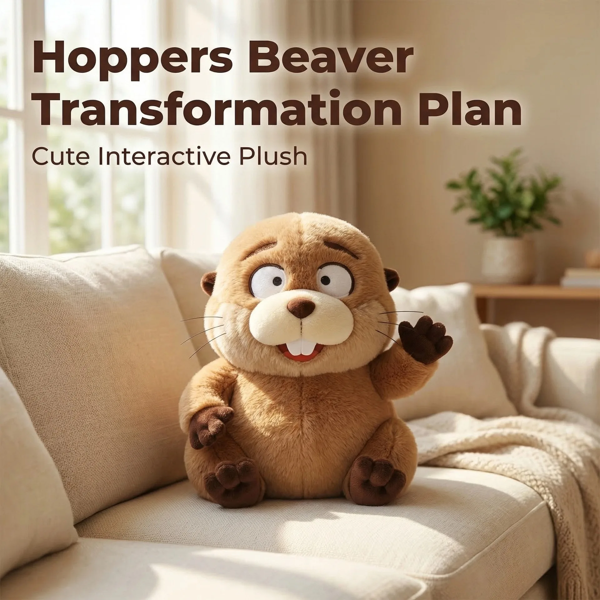 

Hoppers Beaver in Gift Box–Funny Animated Plush with Big Teeth,Unboxing Surprise for Kids/Teens,Perfect for Holidays&Meme Lovers