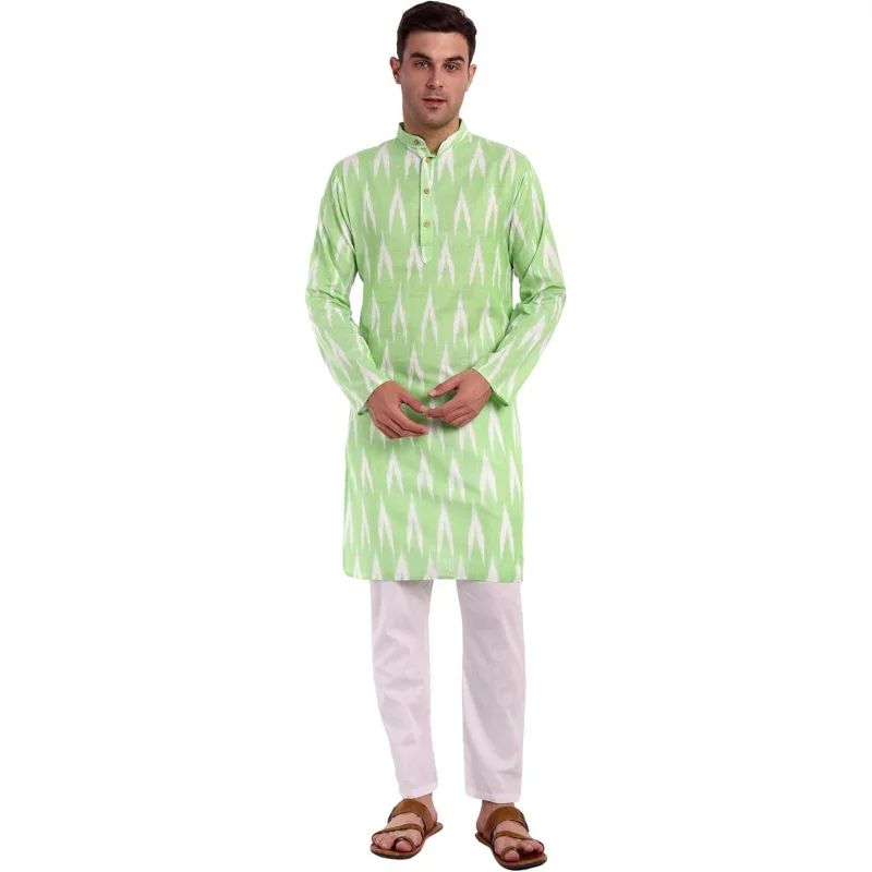 Men's Cotton Kurta Pajama Set Indian Ethnic Henley Shirt Long Sleeve and Casual Pants Yoga Outfits