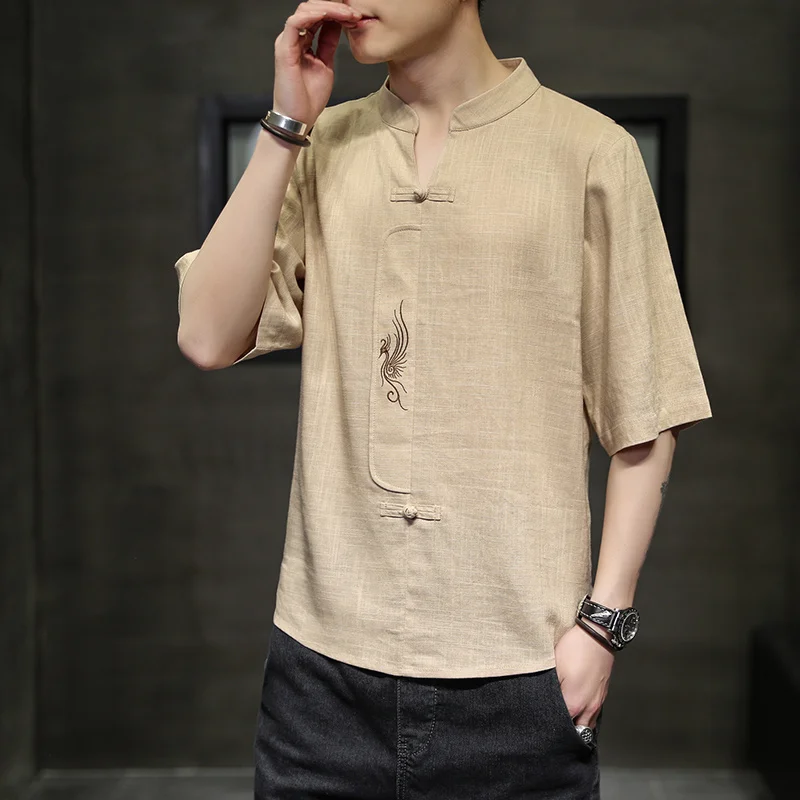 Chinese Embroidery Linen Short Sleeve Summer Traditional Clothing Plus Size Loose T Shirt Ethnic Style Casual Oversized Top