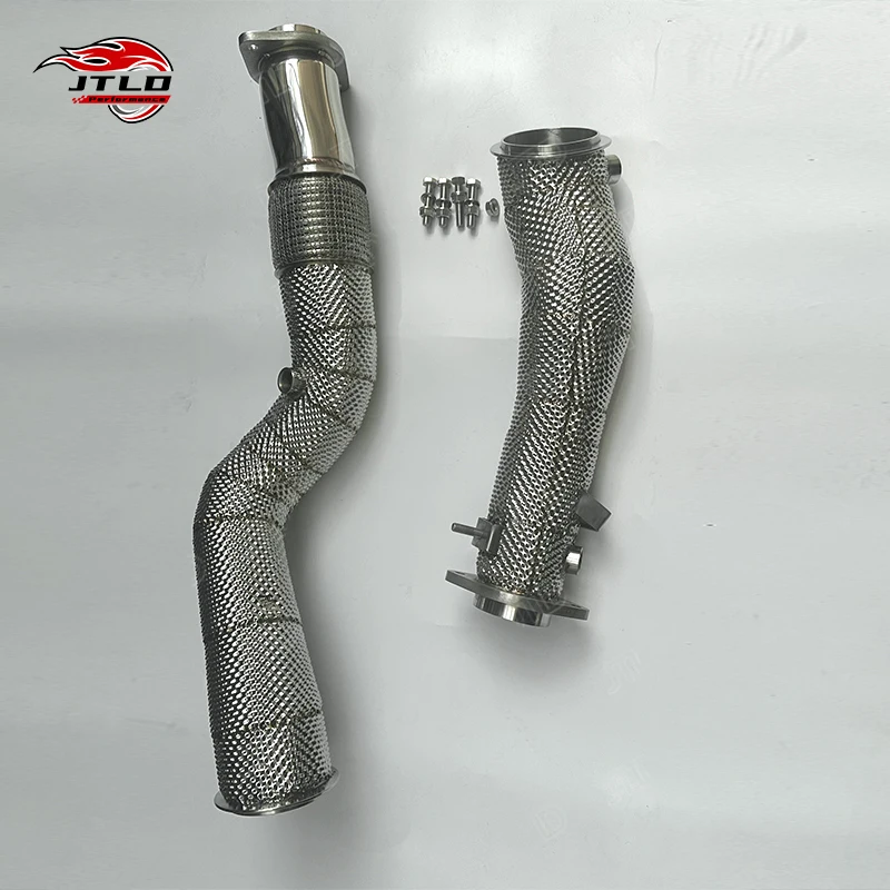 

76-мм (3 дюйма) безкатализаторный даунпайп для BMW G80 M3 G82 M4 S58, тестовые трубы с теплозащитным экраном, улучшение характеристик двигателя