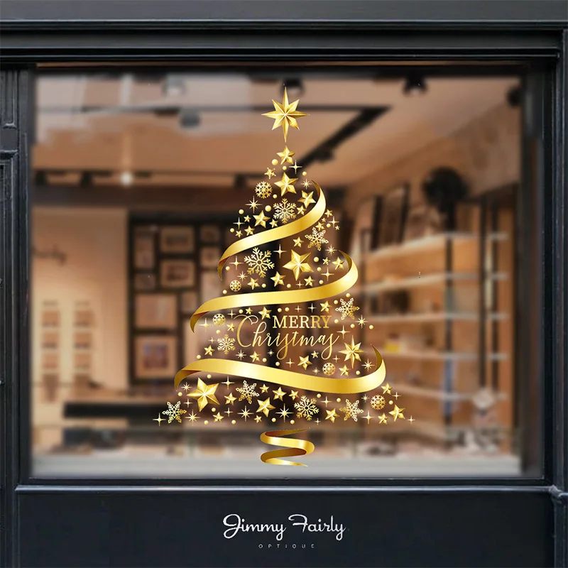 New Glue-free Static Colored Christmas Tree Window Glass Window Can Remove Christmas Stickers