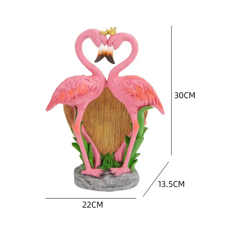 Sweet Couple Flamingo Flower Pot Resin Figurine Garden Animal Bird Sculpture Desk Model Ornaments Home Outdoor Decoration Gifts