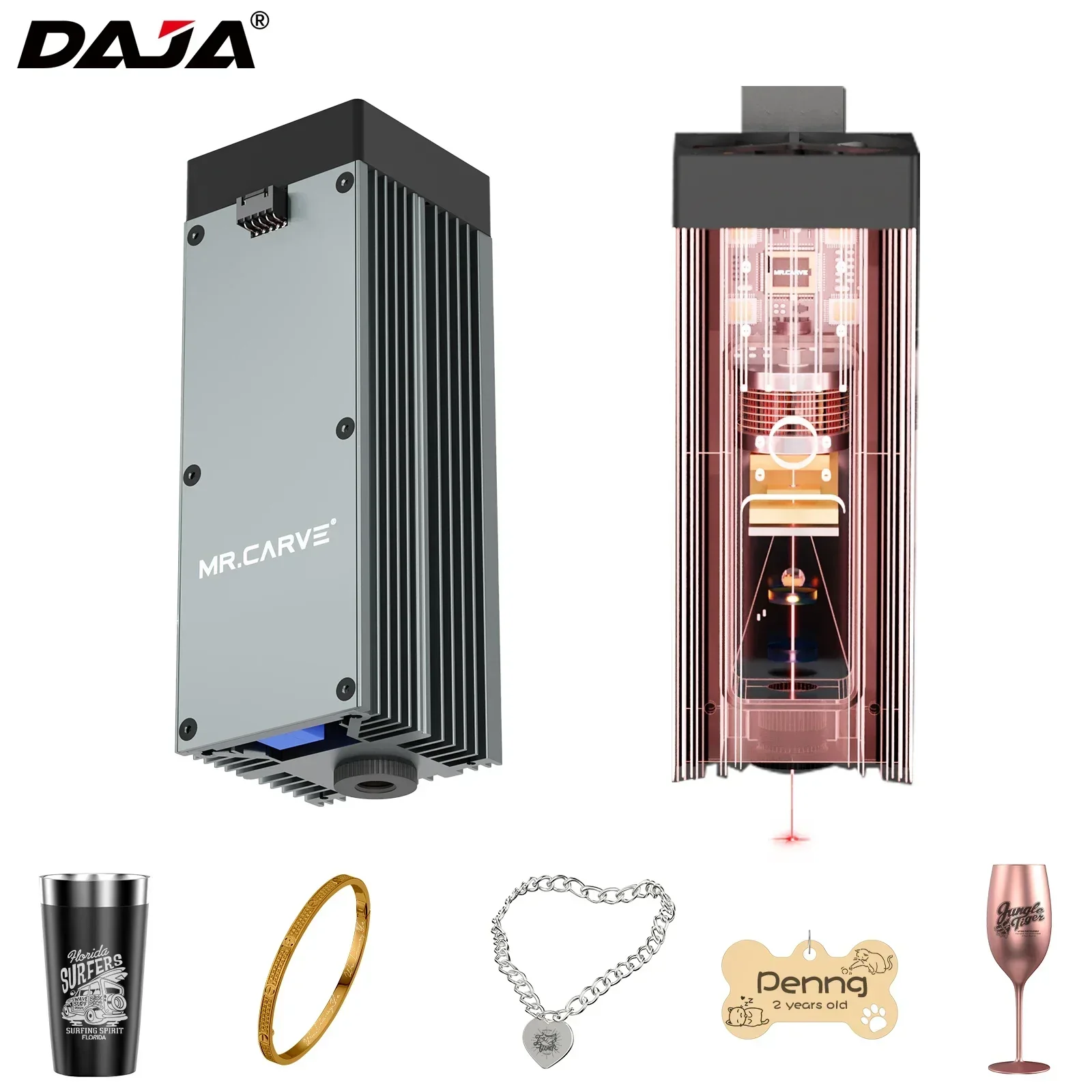 DAJA 1064nm Infrared Laser Head Module Suitable for All Metal Leather Plastic Acrylic Laser Engraving Machine Engrave
