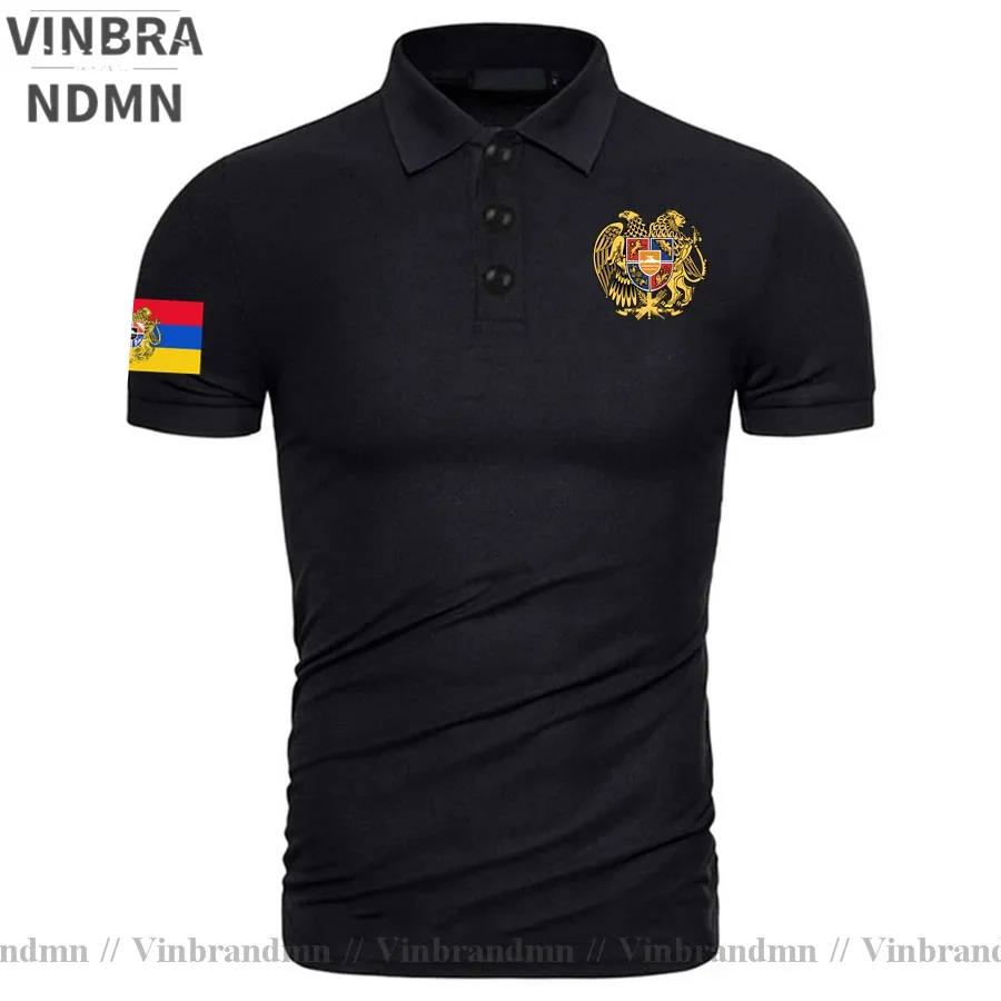 New Brand Armenia Coat of Arms and Starry Nights Shield Men's Polo Shirts Vintage shirt Custom Retro Armenian Pride Polo Shirt