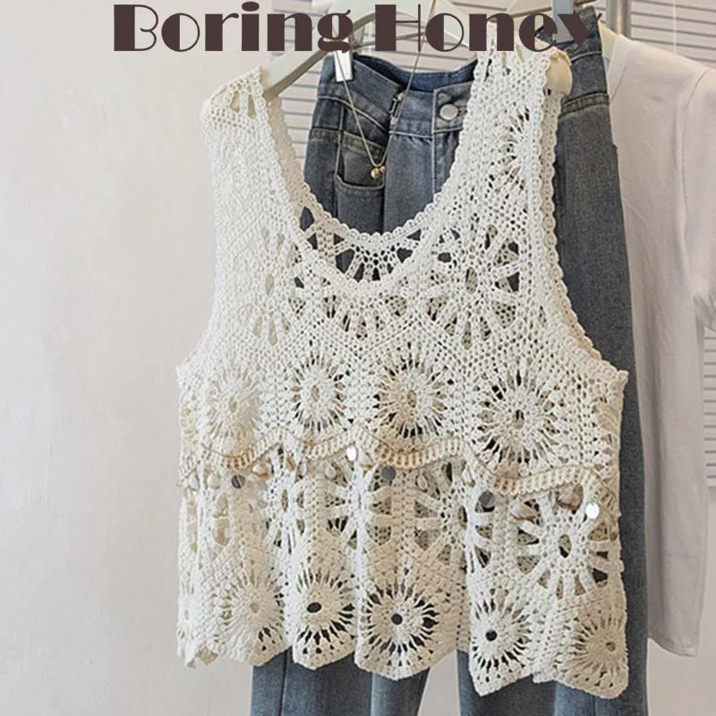 

Boring Honey New Stylish Simple Blouse Female Seaside Holiday Solid Color Slim Loose Vest Shell Decoration Tassel Top Women