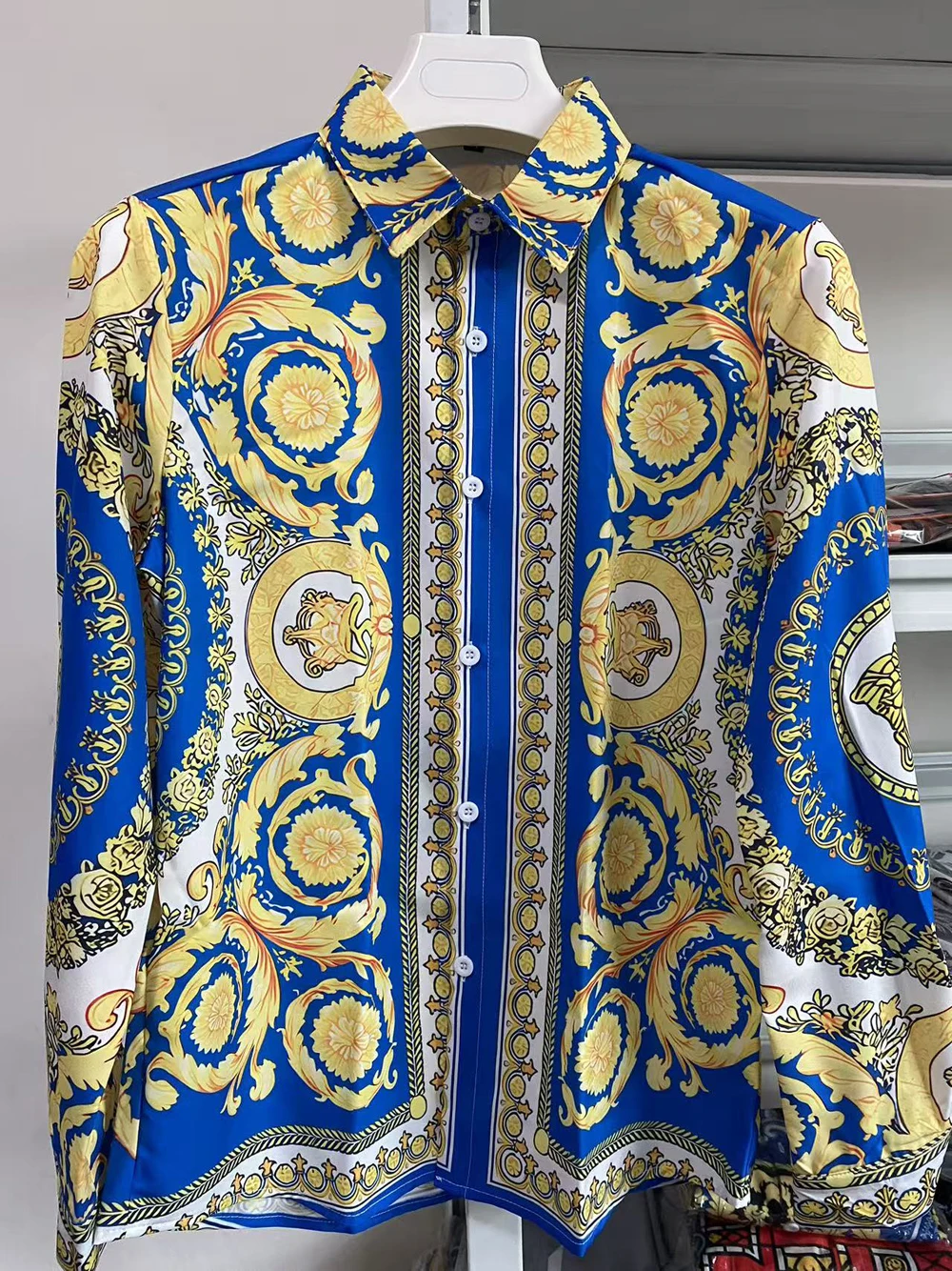 

Men's Spring Fashion Retro Long Sleeve Shirt Men's Street Casual Formal Business Social Shirt Designer Pattern 3D Print Top Men