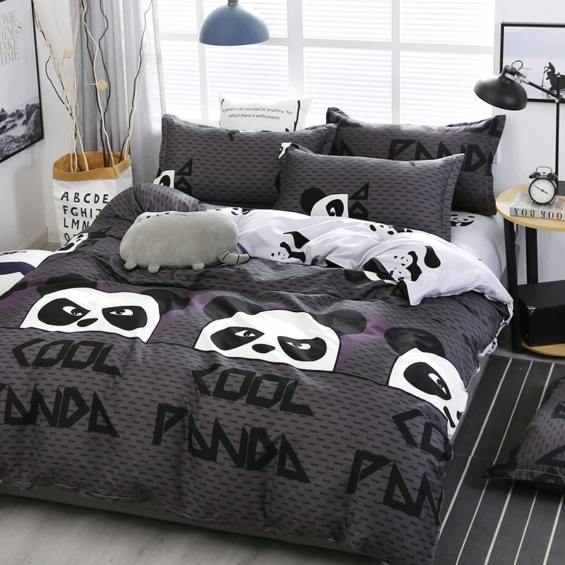 Cool Panda Duvet Cover for Boys Girls Cartoon Animals Comforter Covers Soft Quilt Cover Pillow Cases Zipper Closure Bedding Set