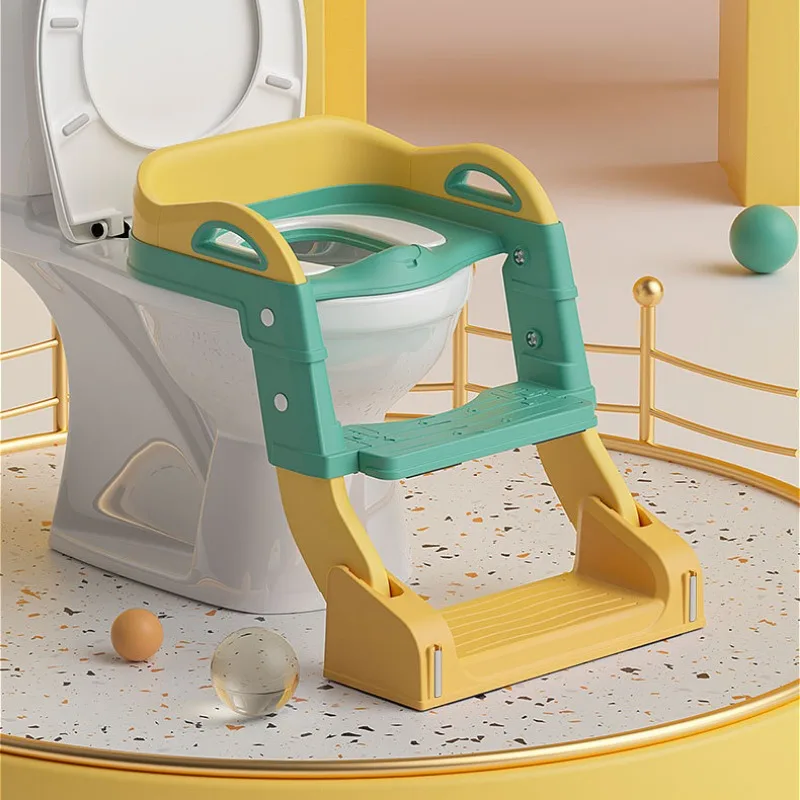 3 in 1 Kids Potty Toilet 2 Step Stools Foldable Potty Training Toilet with Ladder Anti-Splash Non-Recessed Urinal for Boy & Girl