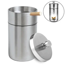 Stainless Steel Car Ashtray with Cover Odorless Portable Non-smoking Removable Windproof Tail Bucket Car Cup Tray Ashtra