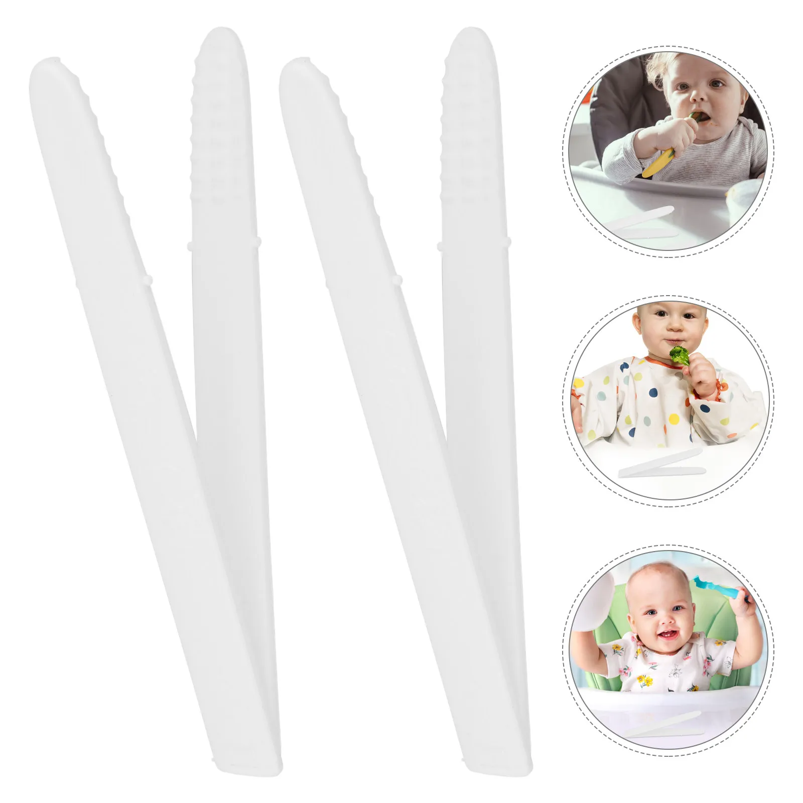 2Pcs Detachable Food Tongs Safe Lightweight Compact Feeding Clamps for Infants Puree Solid Food Handling