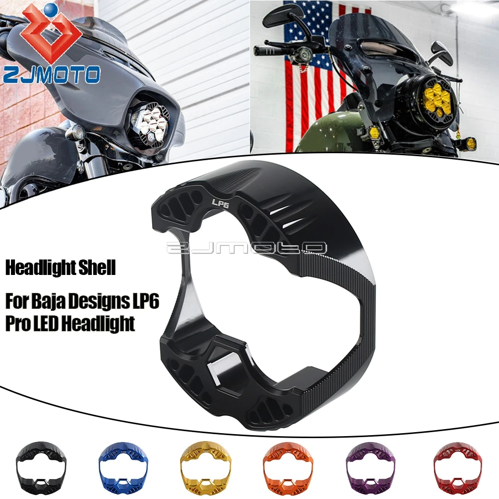 For Harley Dyna Softail Fat Boy FXFB FXFBS Street Bob Baja Designs LP6 Pro LED Auxiliary Light Headlight Shell Replacement Cover view 2
