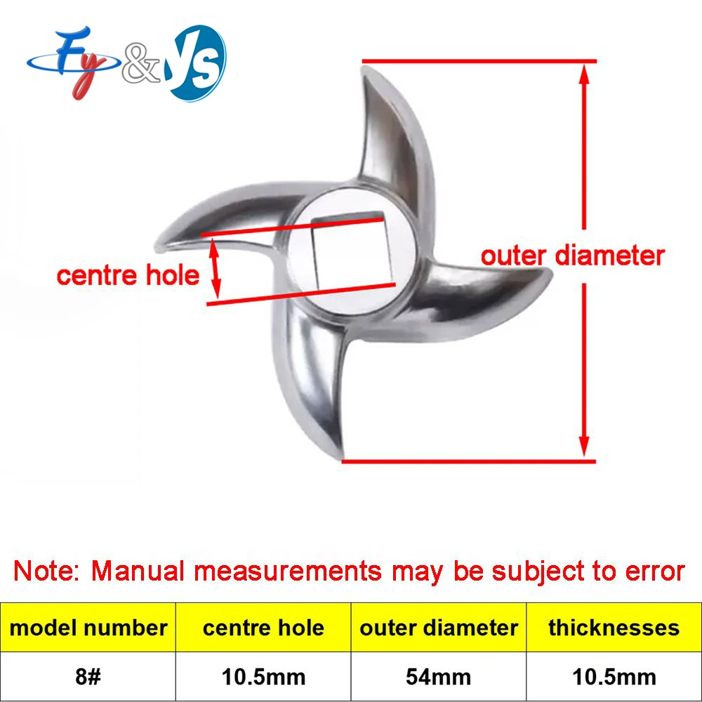 Cross Blade Stainless Steel Turtle Back Knife Accessory for Meat Grinder, Type 5, 8, 10, 12, 22, 32 Meat Cutter Blades