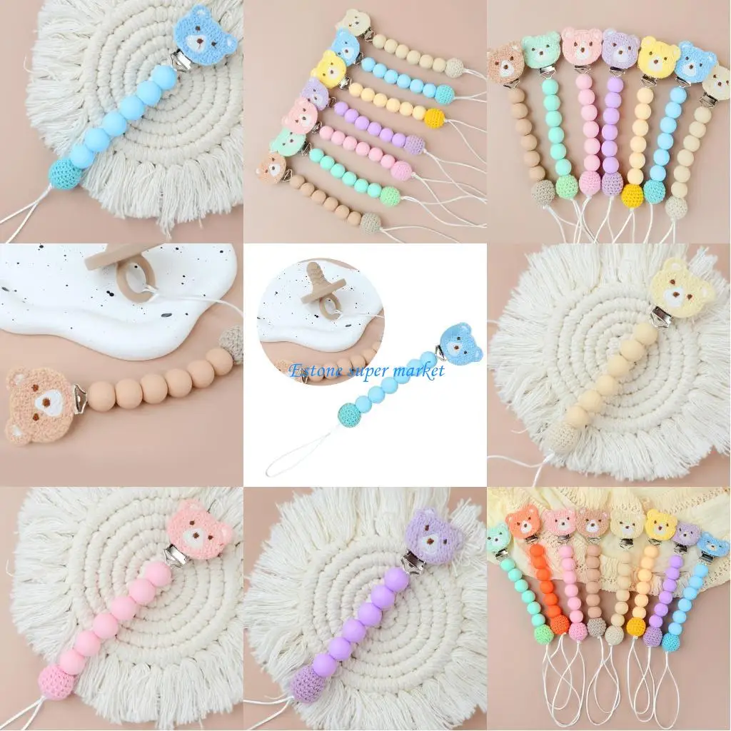 

090B Uprgades Bear Pacifier Clip Pacifier Holder for Kids Care Essential for Parents