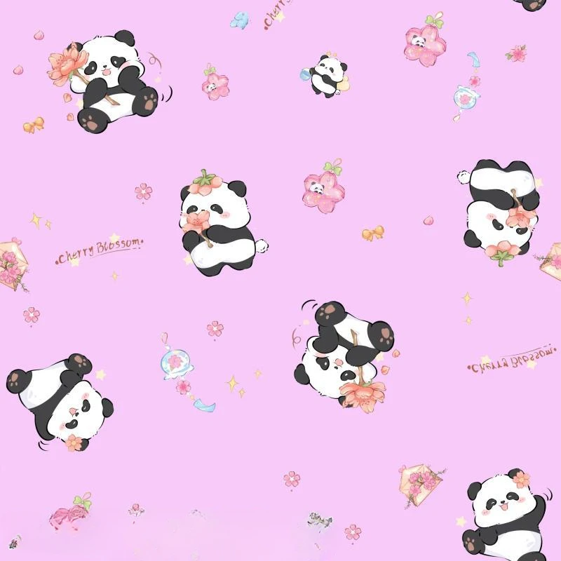 Cartoon Cute Little Panda Fabric 40 Count Cotton Children's Clothing Bag Mosquito Proof Pants Digital Printed Fabric